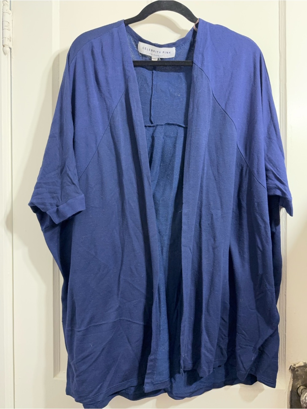 Celebrity Pink Women's Open-Front Royal Blue Cardigan Hoodie